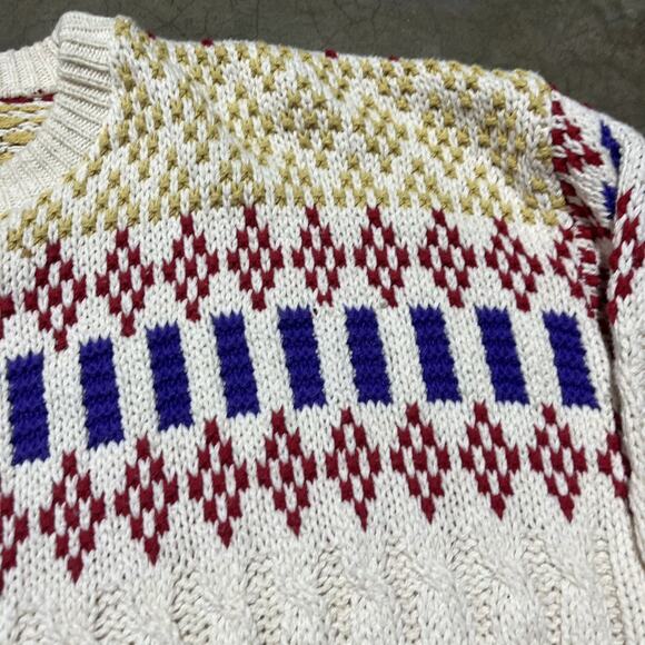 Vintage 90s Liberty Cotton Chunky Knit Pattern Sweater - Picture 2 of 3